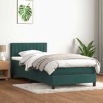 Casa si Gradina - Mobilier - Paturi si accesorii - Paturi - Pat box spring cu saltea, verde inchis, 80x220 cm, catifea - Infinity.ro