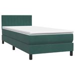Casa si Gradina - Mobilier - Paturi si accesorii - Paturi - Pat box spring cu saltea, verde inchis, 80x220 cm, catifea - Infinity.ro