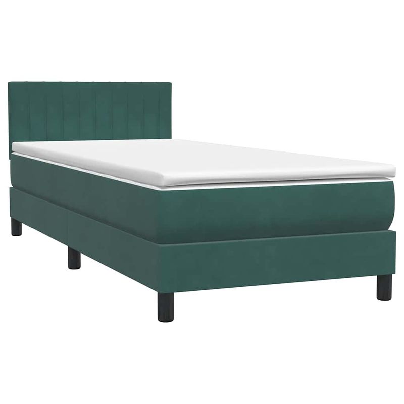 Casa si Gradina - Mobilier - Paturi si accesorii - Paturi - Pat box spring cu saltea, verde inchis, 80x220 cm, catifea - Infinity.ro