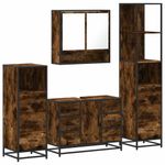 Casa si Gradina - Mobilier - Seturi de mobilier - Seturi baie - Set de mobilier de baie 4 piese Lemn prelucrat de stejar afumat - Infinity.ro