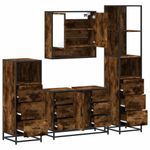 Casa si Gradina - Mobilier - Seturi de mobilier - Seturi baie - Set de mobilier de baie 4 piese Lemn prelucrat de stejar afumat - Infinity.ro