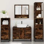 Casa si Gradina - Mobilier - Seturi de mobilier - Seturi baie - Set de mobilier de baie 4 piese Lemn prelucrat de stejar afumat - Infinity.ro