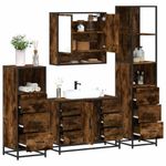 Casa si Gradina - Mobilier - Seturi de mobilier - Seturi baie - Set de mobilier de baie 4 piese Lemn prelucrat de stejar afumat - Infinity.ro