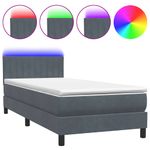 Casa si Gradina - Mobilier - Paturi si accesorii - Paturi - Pat box spring cu saltea, gri inchis, 80x220 cm, catifea - Infinity.ro