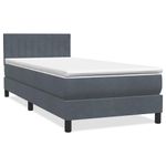 Casa si Gradina - Mobilier - Paturi si accesorii - Paturi - Pat box spring cu saltea, gri inchis, 80x220 cm, catifea - Infinity.ro