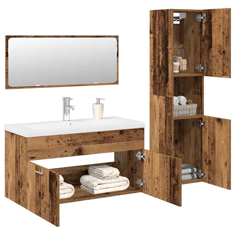 Casa si Gradina - Mobilier - Seturi de mobilier - Seturi baie - Set mobilier de baie, 4 piese, lemn vechi, lemn prelucrat - Infinity.ro