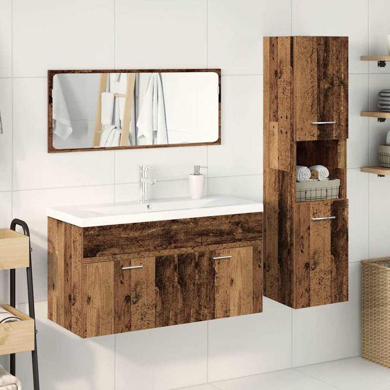Casa si Gradina - Mobilier - Seturi de mobilier - Seturi baie - Set mobilier de baie, 4 piese, lemn vechi, lemn prelucrat - Infinity.ro