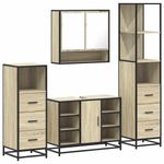 Casa si Gradina - Mobilier - Seturi de mobilier - Seturi baie - Set de mobilier de baie din 4 piese din lemn de stejar Sonoma - Infinity.ro