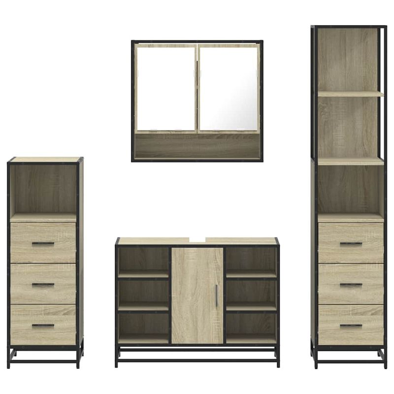 Casa si Gradina - Mobilier - Seturi de mobilier - Seturi baie - Set de mobilier de baie din 4 piese din lemn de stejar Sonoma - Infinity.ro