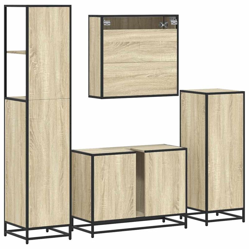 Casa si Gradina - Mobilier - Seturi de mobilier - Seturi baie - Set de mobilier de baie din 4 piese din lemn de stejar Sonoma - Infinity.ro