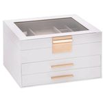 Casa si Gradina - Sanitare - Suporturi si accesorii baie - Accesorii baie - Cutie de bijuterii 3 straturi alb 23x20,5x14 cm - Infinity.ro