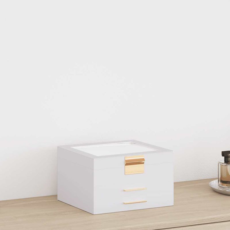 Casa si Gradina - Sanitare - Suporturi si accesorii baie - Accesorii baie - Cutie de bijuterii 3 straturi alb 23x20,5x14 cm - Infinity.ro