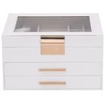 Casa si Gradina - Sanitare - Suporturi si accesorii baie - Accesorii baie - Cutie de bijuterii 3 straturi alb 23x20,5x14 cm - Infinity.ro
