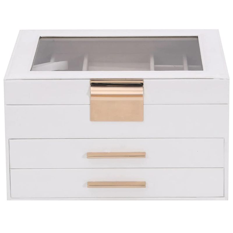 Casa si Gradina - Sanitare - Suporturi si accesorii baie - Accesorii baie - Cutie de bijuterii 3 straturi alb 23x20,5x14 cm - Infinity.ro