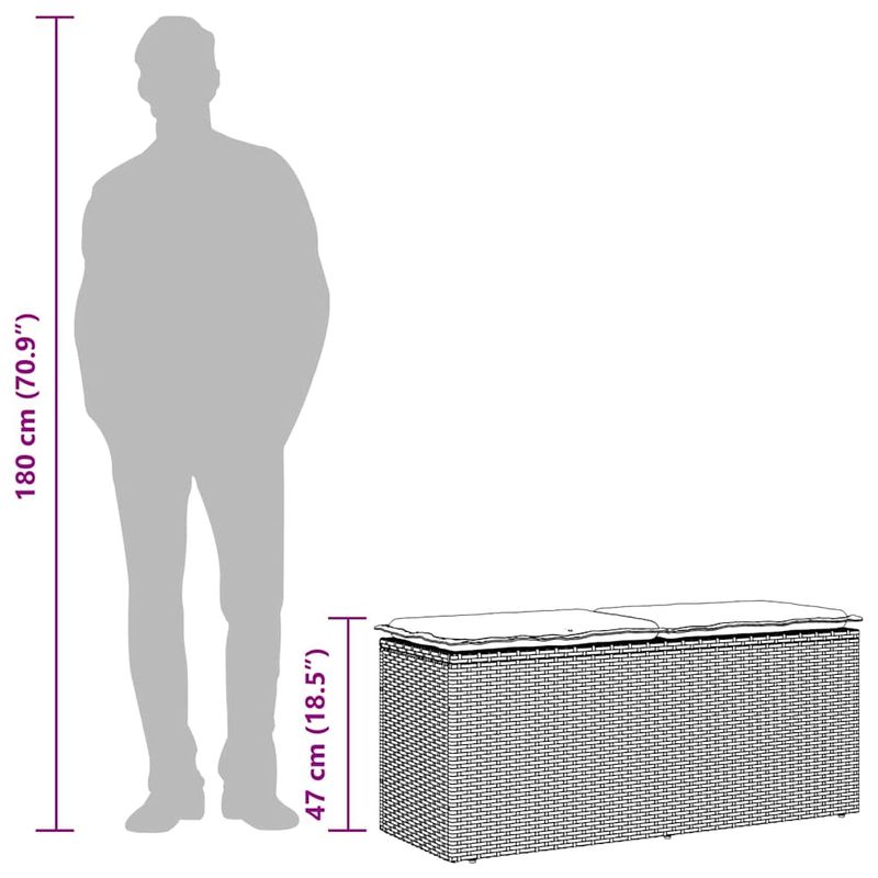 Casa si Gradina - Gradina si terasa - Mobilier exterior - Bancute de gradina - Banca de gradina cu perna gri 110x40x44 cm polirattan - Infinity.ro