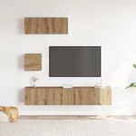 Casa si Gradina - Mobilier - Seturi de mobilier - Seturi living - Set dulap TV 4 piese montat pe perete Stejar artizanal - Infinity.ro