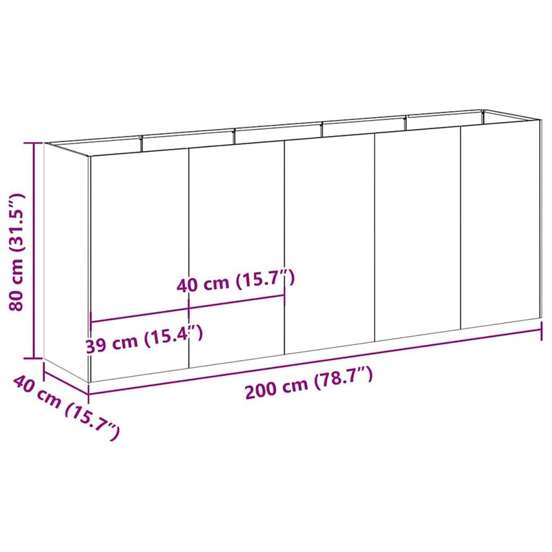 Casa si Gradina - Gradinarit si plante - Plante si ghivece - Ghivece si suporturi - Jardiniera 200x40x80 cm otel galvanizat - Infinity.ro