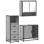 Casa si Gradina - Mobilier - Seturi de mobilier - Seturi baie - Set mobilier de baie, 3 piese, gri sonoma, lemn prelucrat - Infinity.ro