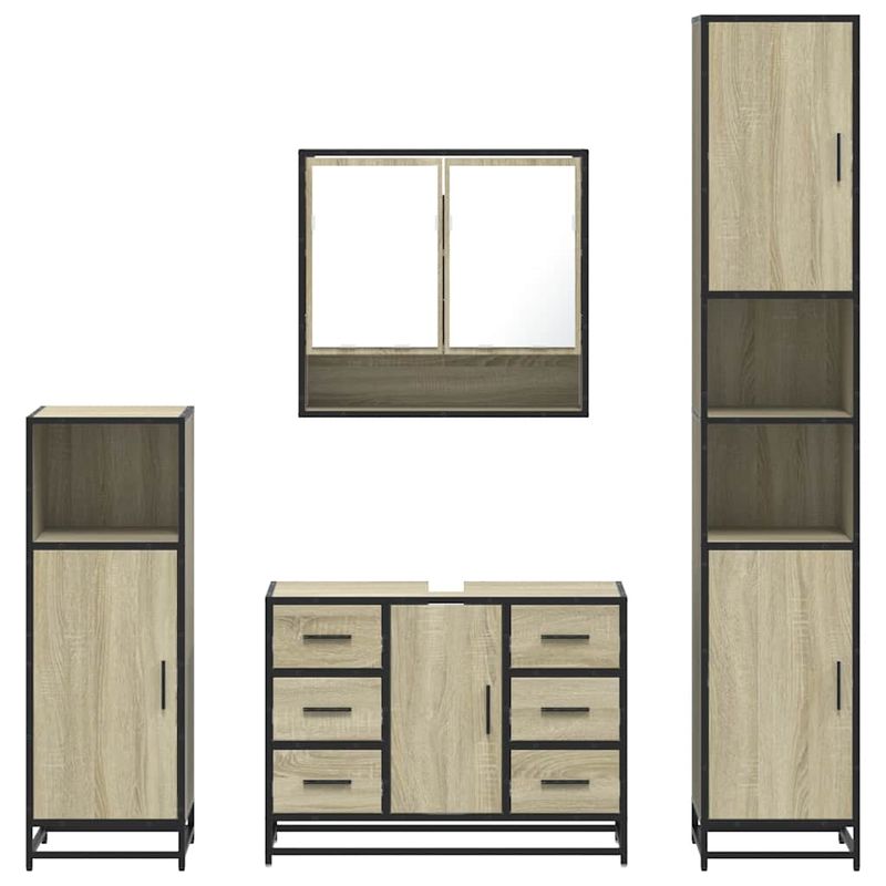 Casa si Gradina - Mobilier - Seturi de mobilier - Seturi baie - Set de mobilier de baie din 4 piese din lemn de stejar Sonoma - Infinity.ro