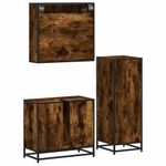 Casa si Gradina - Mobilier - Seturi de mobilier - Seturi baie - Set mobilier de baie, 3 piese, stejar fumuriu, lemn prelucrat - Infinity.ro