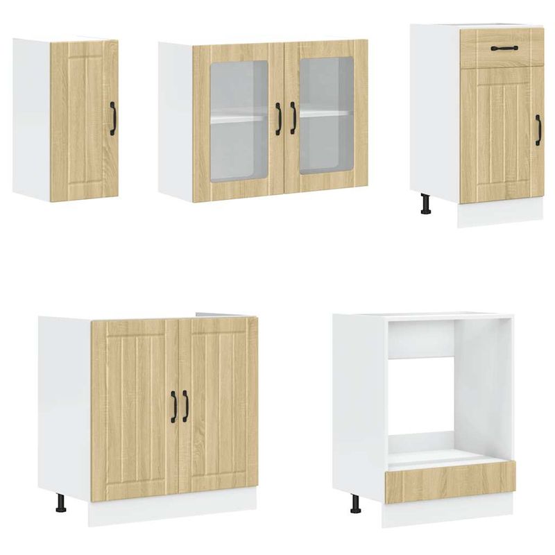 Casa si Gradina - Mobilier - Comode si corpuri - Corpuri bucatarie - Set dulap de bucatarie din 8 piese „Kalmar” lemn stejar Sonoma - Infinity.ro