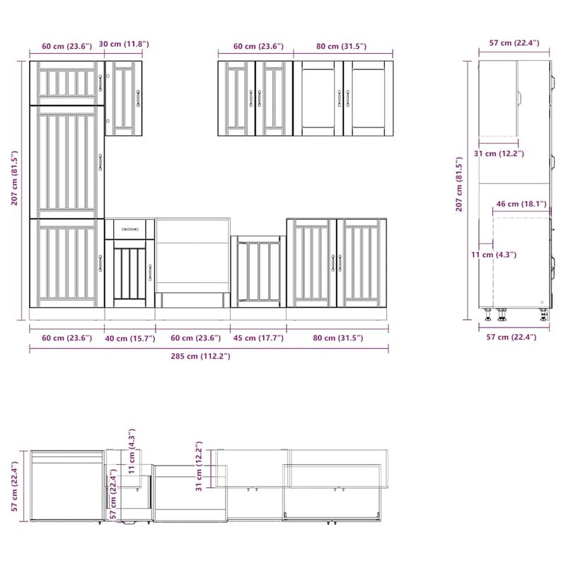 Casa si Gradina - Mobilier - Comode si corpuri - Corpuri bucatarie - Set dulap de bucatarie din 8 piese „Kalmar” lemn stejar Sonoma - Infinity.ro