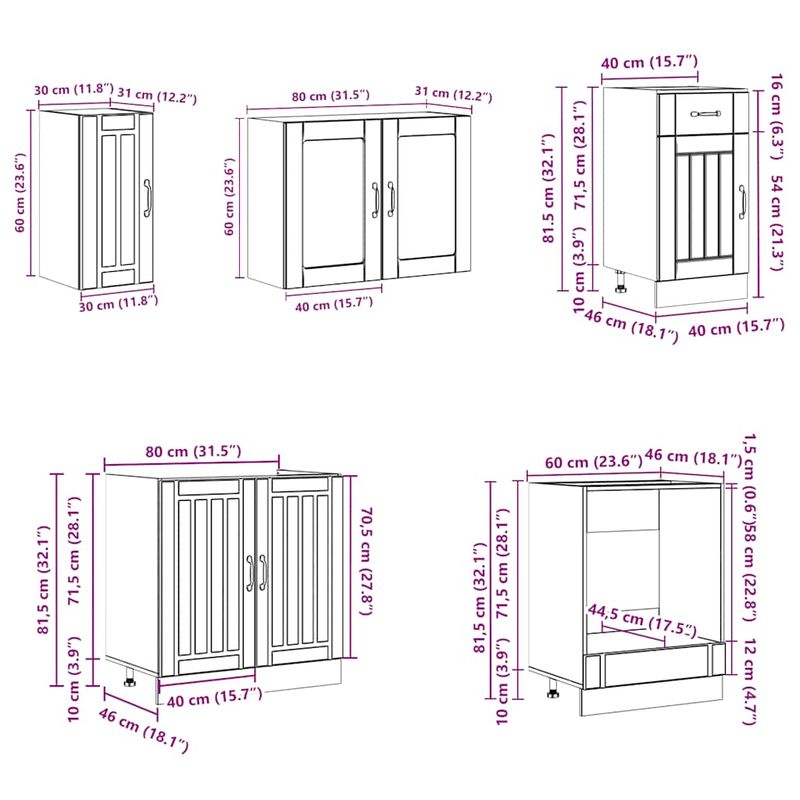Casa si Gradina - Mobilier - Comode si corpuri - Corpuri bucatarie - Set dulap de bucatarie din 8 piese „Kalmar” lemn stejar Sonoma - Infinity.ro