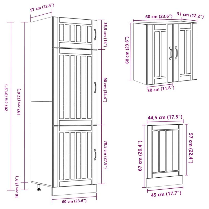 Casa si Gradina - Mobilier - Comode si corpuri - Corpuri bucatarie - Set dulap de bucatarie din 8 piese „Kalmar” lemn stejar Sonoma - Infinity.ro