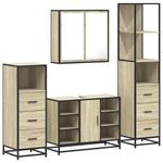 Casa si Gradina - Mobilier - Seturi de mobilier - Seturi baie - Set de mobilier de baie din 4 piese din lemn de stejar Sonoma - Infinity.ro