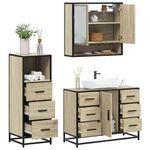 Casa si Gradina - Mobilier - Seturi de mobilier - Seturi baie - Set mobilier de baie, 3 piese, stejar sonoma, lemn prelucrat - Infinity.ro