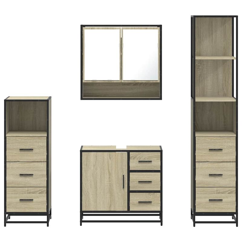 Casa si Gradina - Mobilier - Seturi de mobilier - Seturi baie - Set de mobilier de baie din 4 piese din lemn de stejar Sonoma - Infinity.ro