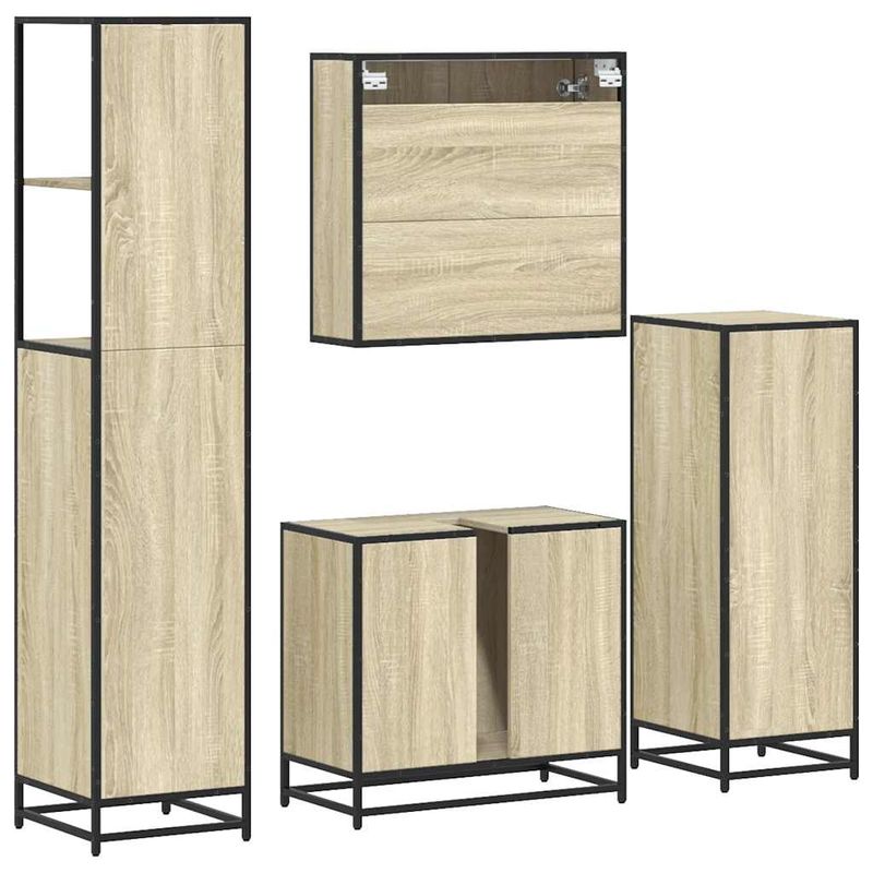 Casa si Gradina - Mobilier - Seturi de mobilier - Seturi baie - Set de mobilier de baie din 4 piese din lemn de stejar Sonoma - Infinity.ro