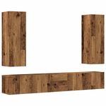 Casa si Gradina - Mobilier - Seturi de mobilier - Seturi living - Set dulap TV 5 piese montat pe perete lemn vechi lemn prelucrat, cantitate în pachet: 5, lăţime 80 cm - Infinity.ro