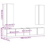 Casa si Gradina - Mobilier - Seturi de mobilier - Seturi living - Set dulap TV 5 piese montat pe perete lemn vechi lemn prelucrat, cantitate în pachet: 5, lăţime 80 cm - Infinity.ro