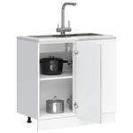 Casa si Gradina - Mobilier - Comode si corpuri - Corpuri bucatarie - Dulap de baza pentru chiuveta „Lucca” Lemn prelucrat gri beton, model 1x dulap inferior de colț (1 ușă), mărime 86x46x81.5 cm - Infinity.ro