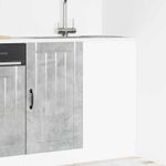 Casa si Gradina - Mobilier - Comode si corpuri - Corpuri bucatarie - Dulap de baza pentru chiuveta „Lucca” Lemn prelucrat gri beton, model 1x dulap inferior de colț (1 ușă), mărime 86x46x81.5 cm - Infinity.ro