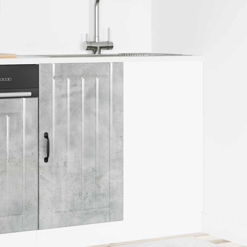 Casa si Gradina - Mobilier - Comode si corpuri - Corpuri bucatarie - Dulap de baza pentru chiuveta „Lucca” Lemn prelucrat gri beton, model 1x dulap inferior de colț (1 ușă), mărime 86x46x81.5 cm - Infinity.ro