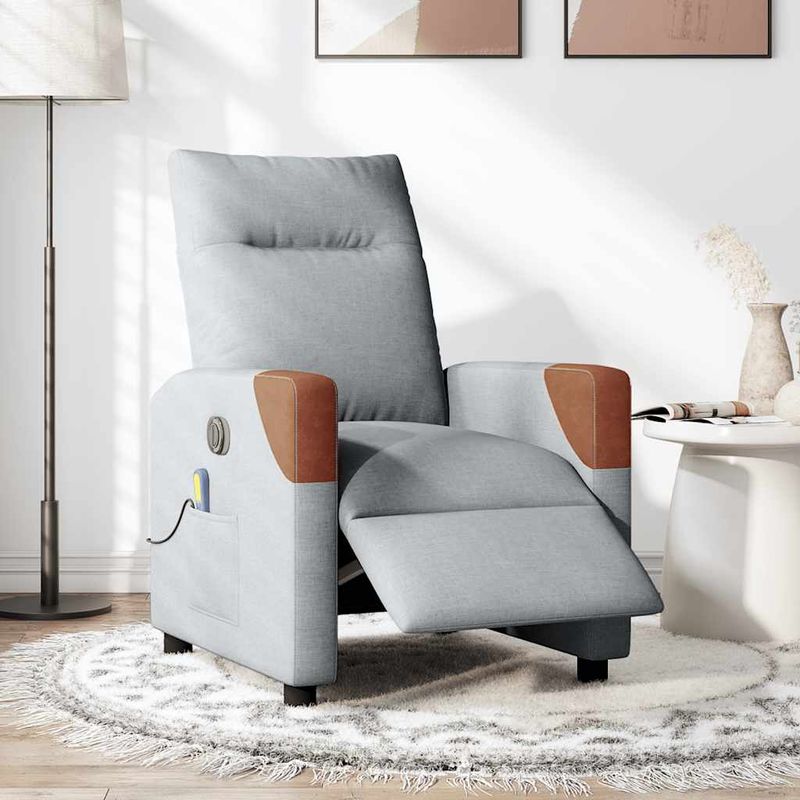 Ingrijire personala si Cosmetice - Sanatate si wellness - Articole wellness - Fotolii de masaj - Fotoliu electric de masaj rabatabil, gri deschis, microfibra - Infinity.ro