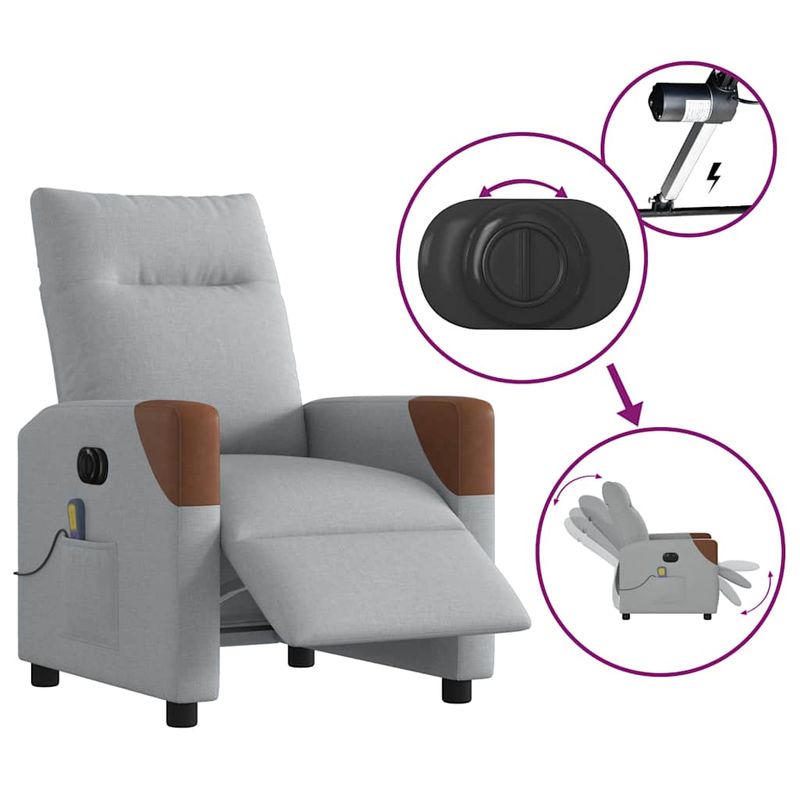 Ingrijire personala si Cosmetice - Sanatate si wellness - Articole wellness - Fotolii de masaj - Fotoliu electric de masaj rabatabil, gri deschis, microfibra - Infinity.ro