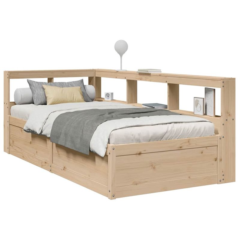 Casa si Gradina - Mobilier - Paturi si accesorii - Paturi - Pat cu biblioteca fara saltea, 75x190 cm, lemn masiv de pin - Infinity.ro