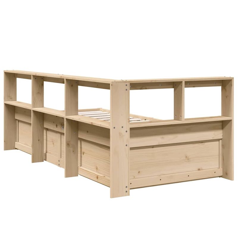 Casa si Gradina - Mobilier - Paturi si accesorii - Paturi - Pat cu biblioteca fara saltea, 75x190 cm, lemn masiv de pin - Infinity.ro