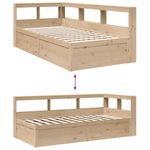 Casa si Gradina - Mobilier - Paturi si accesorii - Paturi - Pat cu biblioteca fara saltea, 75x190 cm, lemn masiv de pin - Infinity.ro