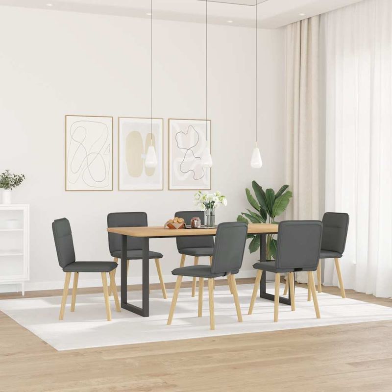 Casa si Gradina - Mobilier - Scaune si fotolii - Scaune - Scaune de sufragerie, 6 buc., gri inchis, material textil - Infinity.ro