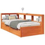 Casa si Gradina - Mobilier - Paturi si accesorii - Paturi - Pat cu biblioteca fara saltea, maro, 90x200 cm, lemn masiv pin - Infinity.ro