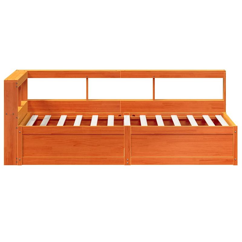 Casa si Gradina - Mobilier - Paturi si accesorii - Paturi - Pat cu biblioteca fara saltea, maro, 90x200 cm, lemn masiv pin - Infinity.ro