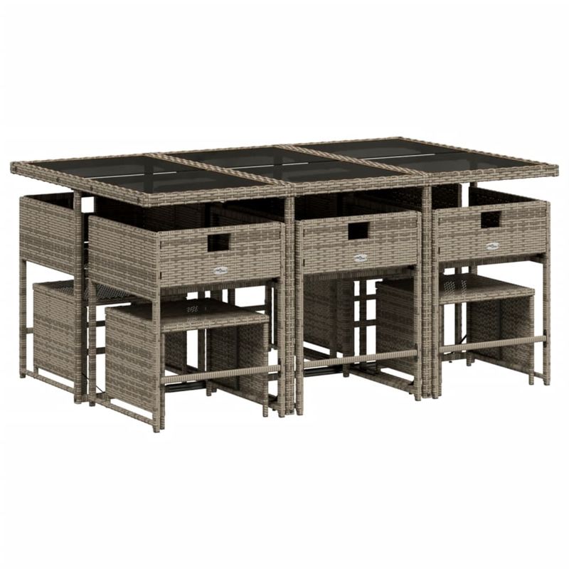 Casa si Gradina - Gradina si terasa - Mobilier exterior - Seturi mobila gradina - Set mobilier de gradina cu perne, 11 piese, gri, poliratan - Infinity.ro