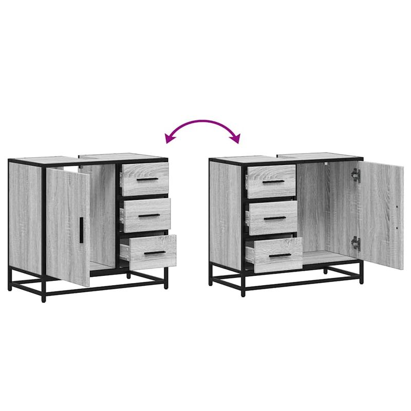 Casa si Gradina - Mobilier - Seturi de mobilier - Seturi baie - Dulap pentru chiuveta de baie gri Sonoma 65x33x60 cm lemn - Infinity.ro