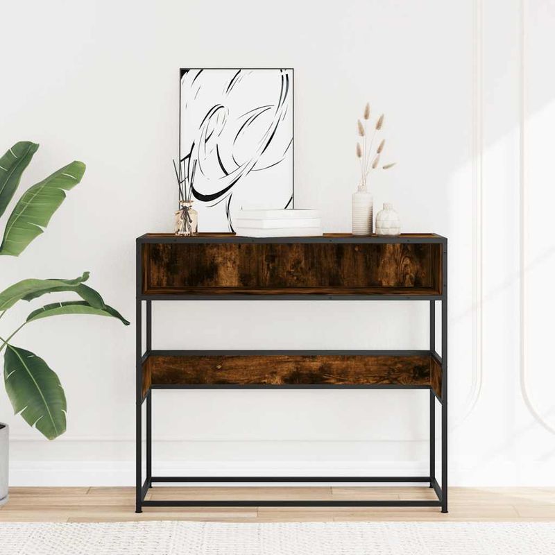 Casa si Gradina - Mobilier - Comode si corpuri - Console - Masuta consola, stejar fumuriu, 90x35x80 cm, lemn prelucrat - Infinity.ro
