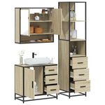 Casa si Gradina - Mobilier - Seturi de mobilier - Seturi baie - Set mobilier de baie, 3 piese, stejar sonoma, lemn prelucrat - Infinity.ro