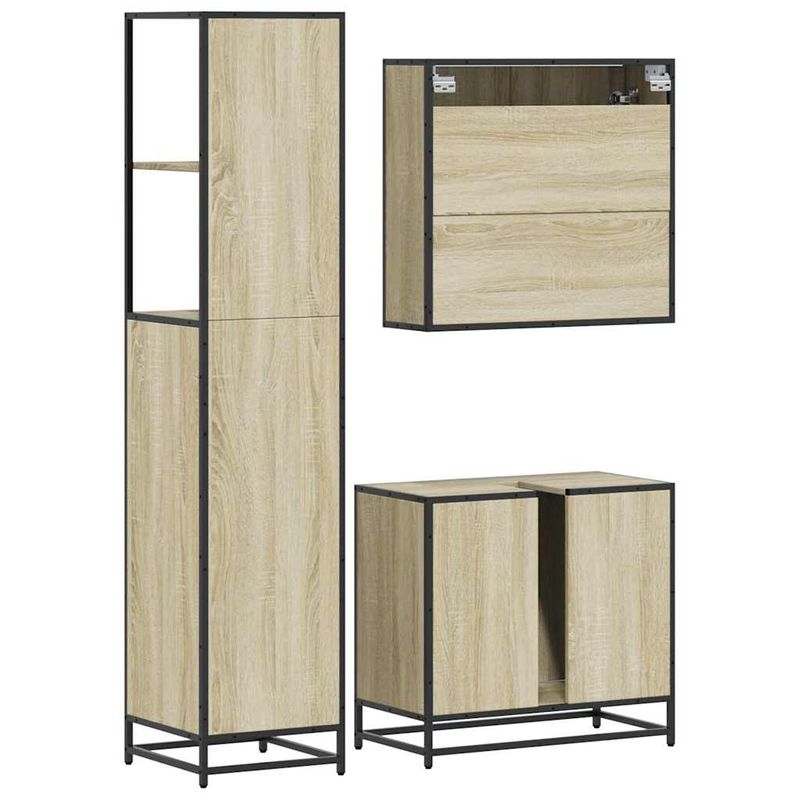 Casa si Gradina - Mobilier - Seturi de mobilier - Seturi baie - Set mobilier de baie, 3 piese, stejar sonoma, lemn prelucrat - Infinity.ro